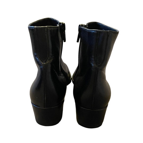 Cole Haan 7.5 Narrow Smooth LEATHER Ankle Boots Low Heel Square Toe Black EUC - Picture 4 of 7